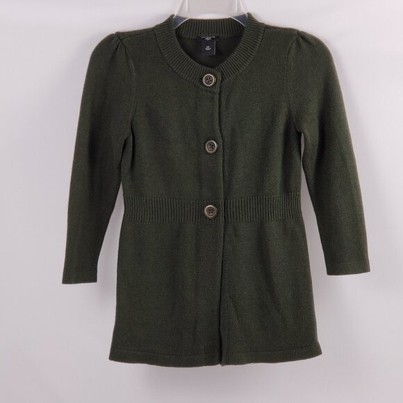 Ann Taylor Petite XSP Green Cardigan Sweater Womens Button Down 3/4 Sleeve - Picture 1 of 13